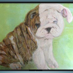 Bulldog acrylic painting